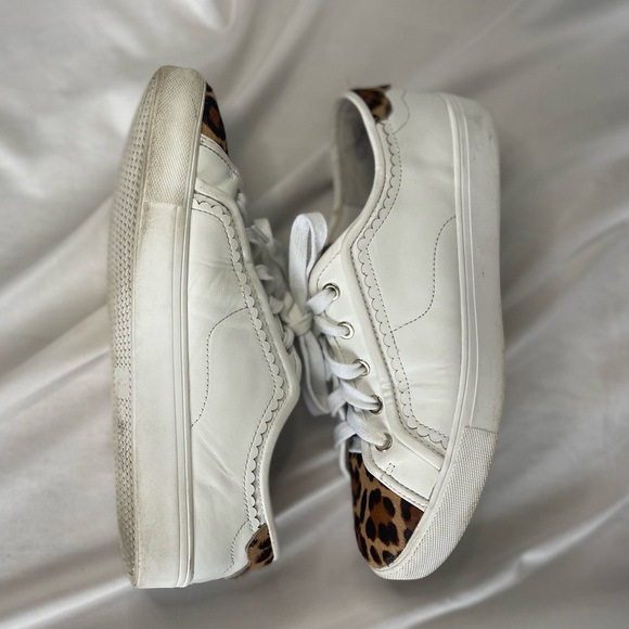 Ann Taylor Savannah Leopard Print Haircalf Leather Sneaker Stitched Size 8.5 - Picture 7 of 12